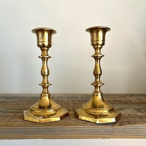Solid brass candlesticks set of 2 - Picture 1 of 7